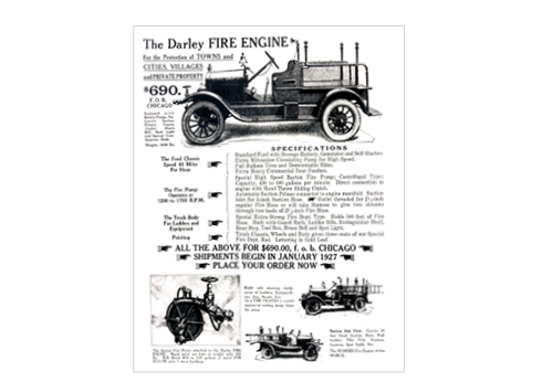 W.S. meets with Henry Ford to become a Ford sales agent and starts taking orders to ship Darley Fire Truck